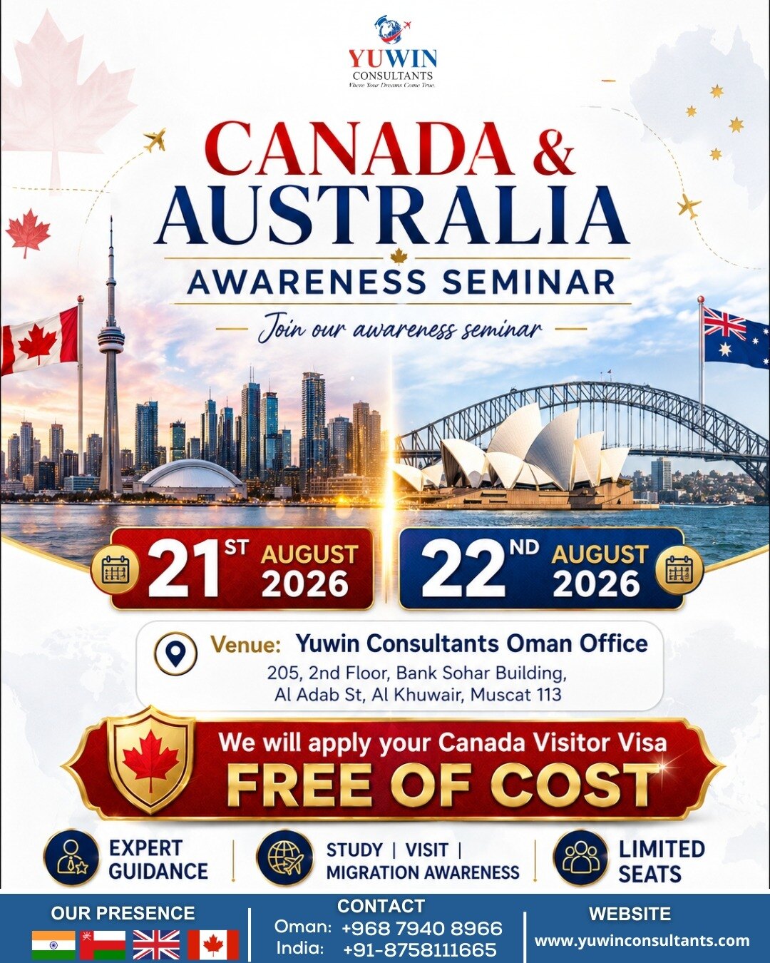 Canada and Australia Awareness Seminar in Muscat on 21 and 22 August 2026